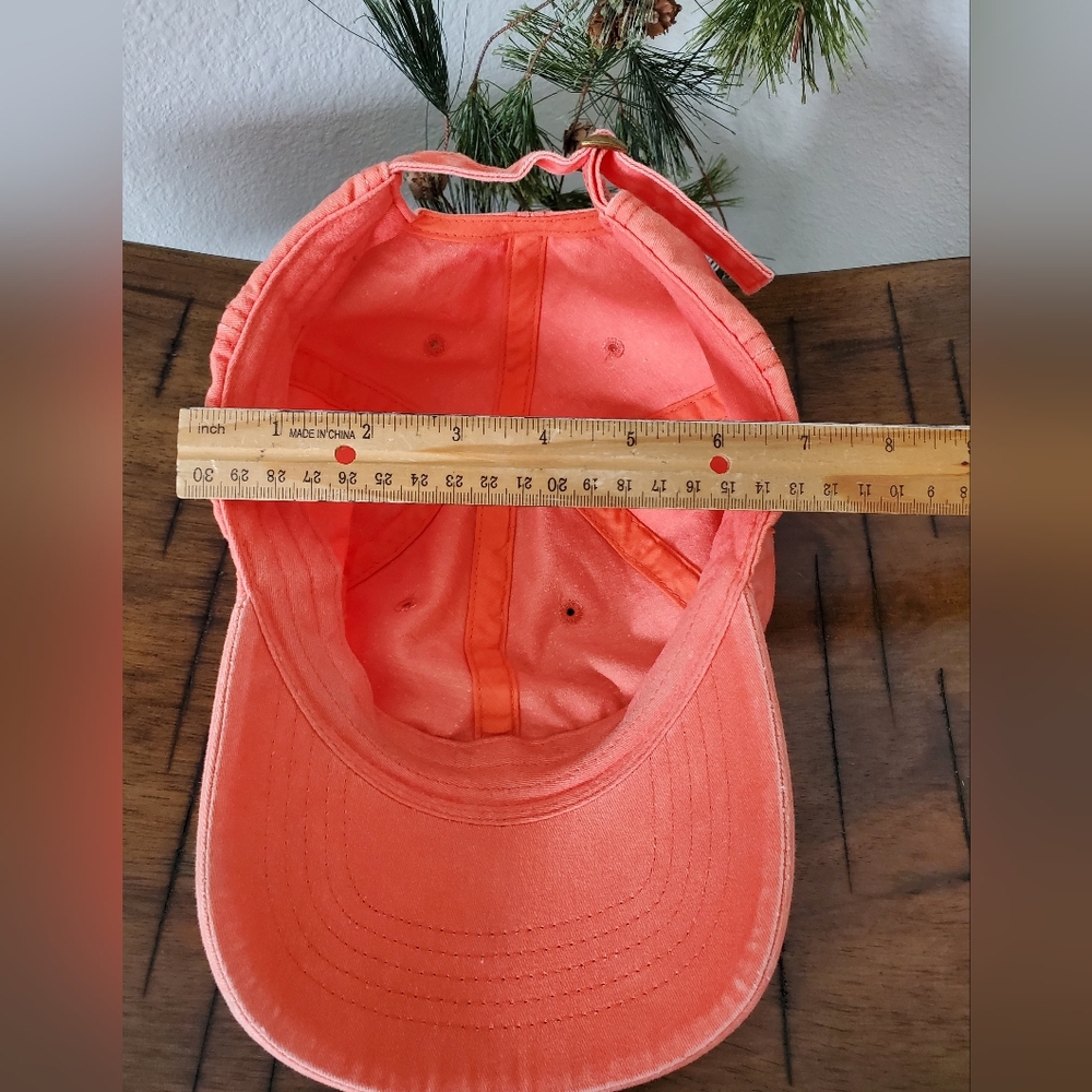 Vintage Washed Coral Peach Faded Orange Blank Baseball Cap Adjustable Strapback - Picture 4 of 6